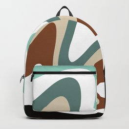 Liquid Mountain Abstract // Mint Green, Evergreen, Khaki Tan, Burnt Sienna, Black and White Backpack | Groovy, Liquid, Graphicdesign, Mid Century, Abstract, Modern, Liquified, Black And White, Liquify, South Western 