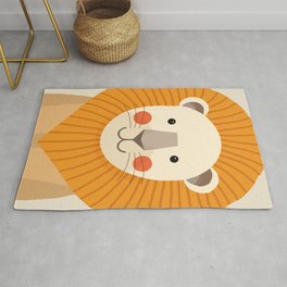 Lion, Animal Portrait Rug | Woodland, Lion, Zoo, Quirky, Color, Kids, Cute, Baby, Animal, Minimal 