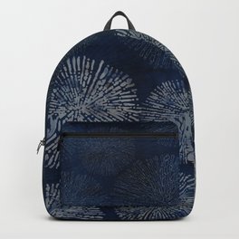 Denim Blue Shibori Sea Urchin Burst Pattern Backpack | Burstpattern, Japan, Seaurchin, Graphicdesign, Formen, Japaneseinspired, Tie Dyed, Shibori, Blue, Masculine 