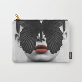BLACK BUTTERFLY Carry-All Pouch | Dada22, Nature, Digital, Black and White, Figure, Curated, Collage, Figurative, Abstract, Butterfly 
