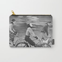 Women Riding Bicycles black and white photography / black and white photographs Carry-All Pouch