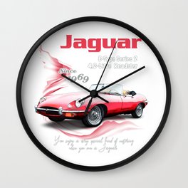 1969 Jaguar E-Type Series 2_Classic Red Wall Clock | 1969, Graphite, Graphicdesign, Classic, Typography, Classiccar, Car, Jaguar, Artwork, Colorful 
