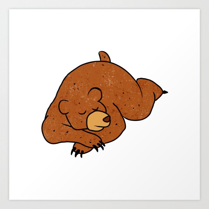 sleeping bear cartoon Art Print by marios | Society6
