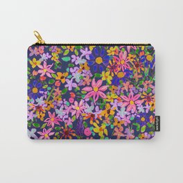 Turquoise Garden Floral // Midnight Carry-All Pouch | Theartwerks, Floralwallart, Artlicensing, Paintedflowers, Floralduvet, Acrylicfloral, Floral, Floralart, Colorfulfloral, Painting 