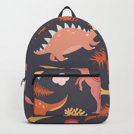 Dinos and Herbs Backpack | Plants, Leaf, Children, Boys, Flower, Vintage, Kids, Graphicdesign, Vegitarian, Stegosaurus 