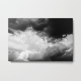 Into Storm Clouds (Qantas 717) Metal Print | Wings, Jet, Shadows, Storm, Canberra, Clouds, Aircraft, Black And White, Flight, 717 