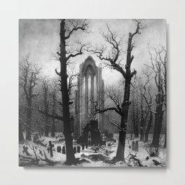Caspar David Friedrich's Monastery Graveyard in the Snow Metal Print | Beautiful, Masterpiece, Artist, Classic, Museum, Famous, Painting, Artwork, Vintage 