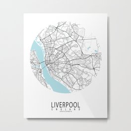 Liverpool City Map of England - Circle Metal Print | Liverpool, Liverpoolmap, Graphicdesign, England, Travel, Liverpoolcity, Street, British, Map, City 