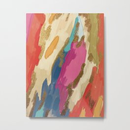 Bark Colorful Abstract Metal Print | Tree Bark, Abstract, Metallic, Digital, Fluid, Pretty Pop Design, Orange, Gold, Art For Office, Black Artist 