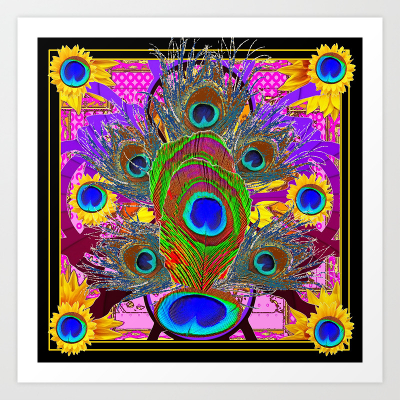 Decorative Fantasy Peacock Feather Eyes Abstract Art Print By