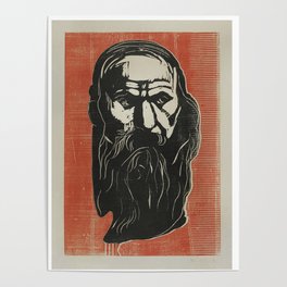Head of an Old Man with Beard from de Norwegian painter Edvard Munch. Finest art for art lovers. Poster