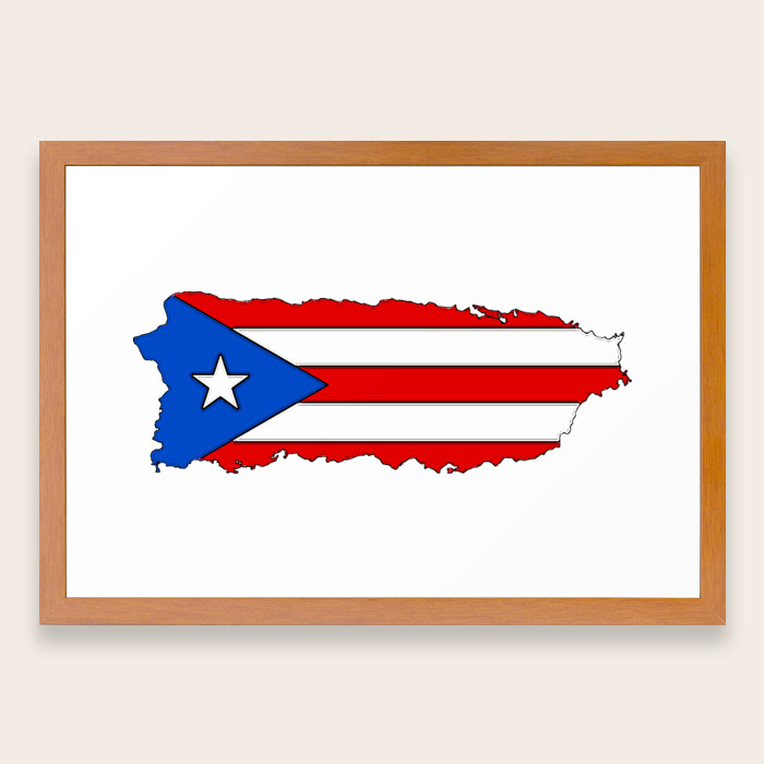 Puerto Rico Map With Puerto Rican Flag Framed Art Print By Havocgirl Society6