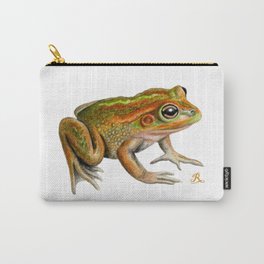 Australian Growling Grass Frog - Original artwork by Ronelle Designs Carry-All Pouch | Nature, Wild, Colouredpencil, Ecology, Illustration, Ronelledesigns, Fauna, Fineart, Australian, Science 