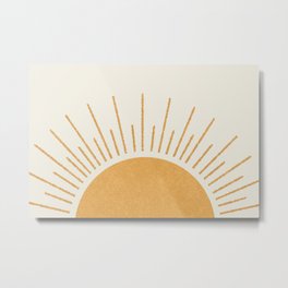 Sunshine Everywhere Metal Print | Minimal, Sunshine, Minimalist, Japandi, Sunray, Sunset, Minimalism, Sunlight, Graphicdesign, Yellow 