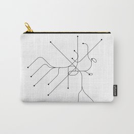 Boston Subway White Map Carry-All Pouch | Best, New, Modern, Maps, Abstract, Minimal, Black And White, Digital, Usa, Pattern 
