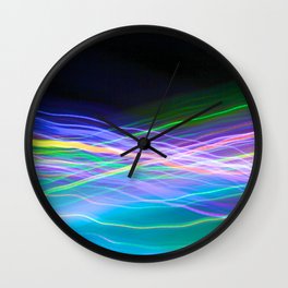 saturn frequency Wall Clock | Colorful, Color, Abstract, Yellow, Rainbow, Frequency, White, Long Exposure, Black, Purple 