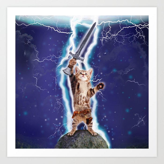 Lightning Cat Art Print by mario's | Society6