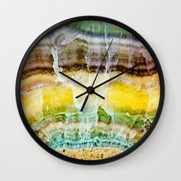 banded fluorite Wall Clock | Gem, Brown, Stripes, Gemstone, Gems, Green, Fluorite, Yellow, Color, Blue 