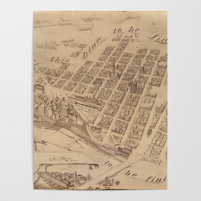 Vintage Map of Minneapolis MN (1891) 2 Poster by BravuraMedia Society6