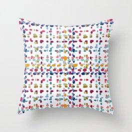 Dotted Plaid Multicolor on White Throw Pillow
