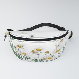 white Margaret daisy watercolor Fanny Pack