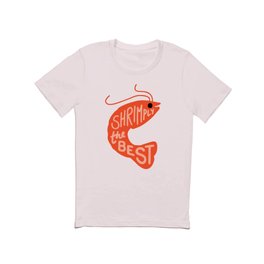 Shrimply the Best T Shirt | Prawn, Coral, Animal, Art, Peach, Funny, Typography, Pink, Pun, Word 