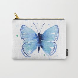 Blue Butterfly Watercolor | Vertical Print Carry-All Pouch | Ink, Butterflypainting, Blue, Butterflyart, Bluebutterfly, Nurseryprint, Watercoloranimals, Watercolor, Butterflies, Painting 