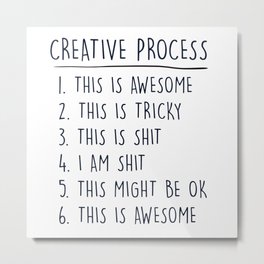 Creative Process Metal Print | Typography, Graphicdesign, Designers, Pop Art, Creative, Digital, Funny, Black And White, Ink, Quote 