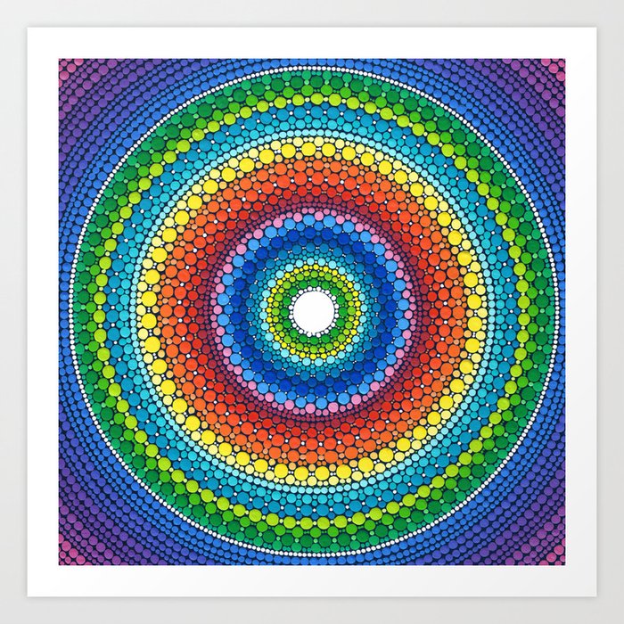 Download Happy Rainbow Mandala Art Print by elspethmclean | Society6
