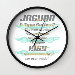1969 Jaguar E-Type Series 2 Wall Clock | Color, 1969, Artwork, Graphic, Graphicdesign, Car, Classic, Jaguar, Classiccar, Colorful 