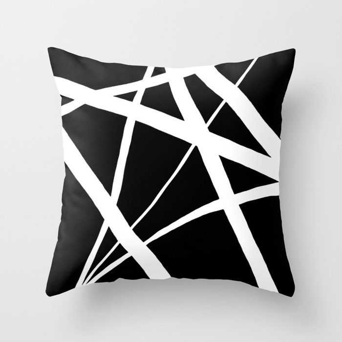 Geometric Line Abstract Black White Throw Pillow By