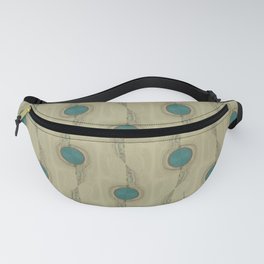 Abstract Peacock Feathers Teal Turquoise Circles Pattern Modern - Corbin Henry Fanny Pack
