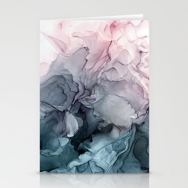 Blush And Payne S Grey Flowing Abstract Painting Stationery Cards