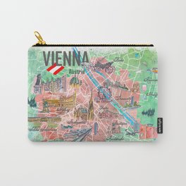 Vienna Austria Illustrated Map with Landmarks and Highlights Carry-All Pouch | Viennaprint, Viennatravelposter, Viennaromantic, Graphicdesign, Viennabestof, Fineart, Viennaillustrations, Print, Viennaposter, Viennacard 