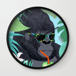 Gorilla Summer Wall Clock | Gorilla, Drawing, Caribe, Animation, Hotday, Summer, Drink, Fun, Island, Tropical 
