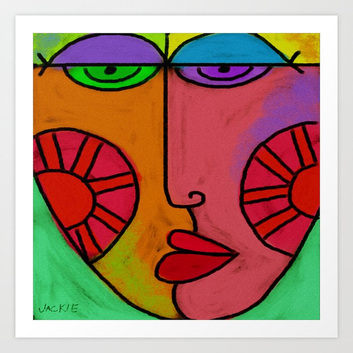 Colorful Abstract Digital Painting Of A Face Art Print By