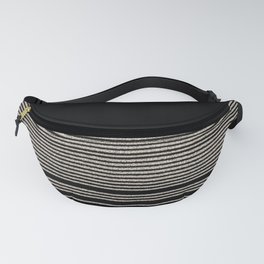 Organic Stripes - Minimalist Textured Line Pattern in Almond Cream and Black Fanny Pack