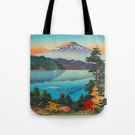 Tsuchiya Koitsu Vintage Japanese Woodblock Print Fall Autumn Mount Fuji Tote Bag