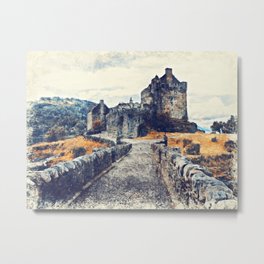 Eilean Donan Castle Metal Print | Lake, Ancient, Scenic, Scene, Painting, Scotland, Panorama, Castle, Middleage, Fantasy 