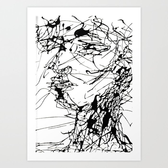Black And White Abstract Portrait The Thinking Man Art Print By