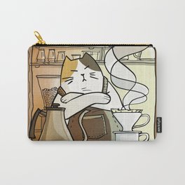Cat Brew Carry-All Pouch | V60, Coffeeshop, Brown, Catlover, Cute, Delicious, Latte, Brew, Manualbrewing, Drawing 
