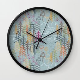 A Rainy Wood Wall Clock | Drawing, Rainywoodland, Pacificnorthwest, Woodland, Kellyparkersmith, Clouds, Illustration, Mushrooms, Digital, Colorfulwoodland 