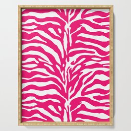 Wild Animal Print, Zebra in Fuchsia Pink and White Serving Tray
