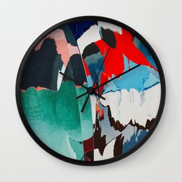 Salt water jewels Wall Clock | Red, Green, Darkblue, Pattern, Blue, Colorpalette, Colorfield, Turquoise, Stripes, Colorflow 