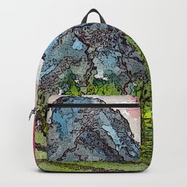 Blue Rock Backpack | Alien, Mixedmedia, Forest, Mountain, Manipulation, Fields, Landscape, Suns, Space, Graphicdesign 
