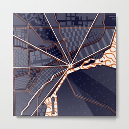 Metro Detroit Abstract Road Line Map Metal Print | Road, Woodward, Graphicdesign, Windsor, Urban, 8Mile, Digital, Orange, Detroit, Mural 