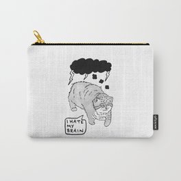 I Hate My Brain Carry-All Pouch | Ink Pen, Cartoon, Drawing, Emoji, Cats, Sad, Cat, Curated, Loveamongthelampreys, Webcomic 
