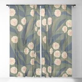 Green Floral Sheer Curtain | Floral, Garden, Green, Foliage, Color, Nature, Leaves, Pattern, Lush, Winter 