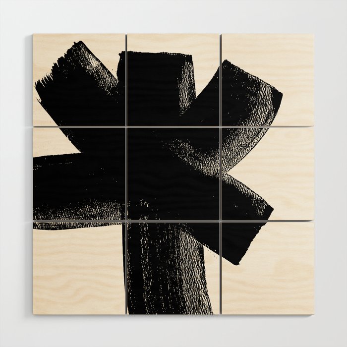 Black White Abstract Flower Painting Wood Wall Art By Cyracancel
