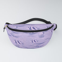 fishes cute marine life pattern shells and fishes purple Fanny Pack